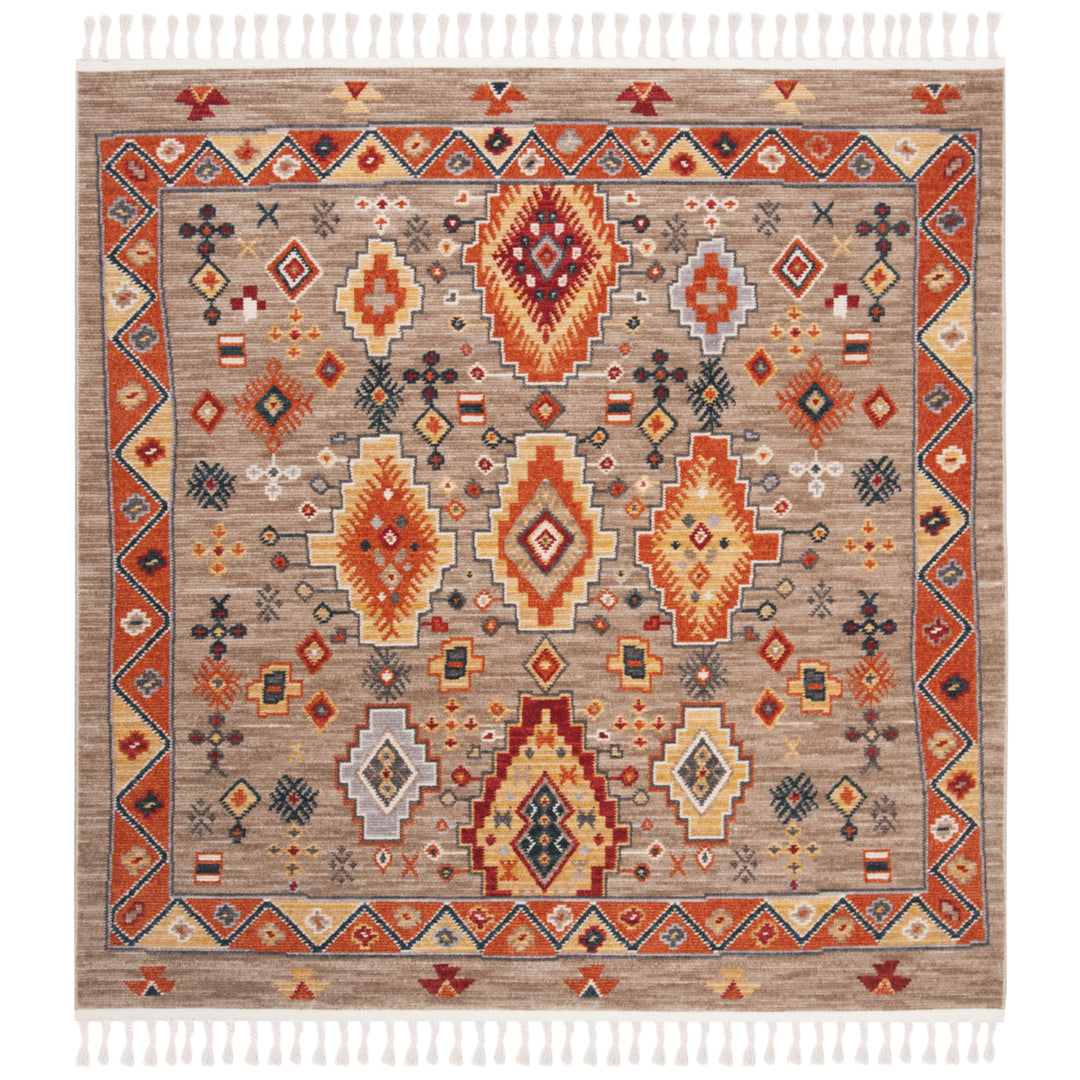 SAFAVIEH Farmhouse FMH848E Taupe / Orange Rug Image 4