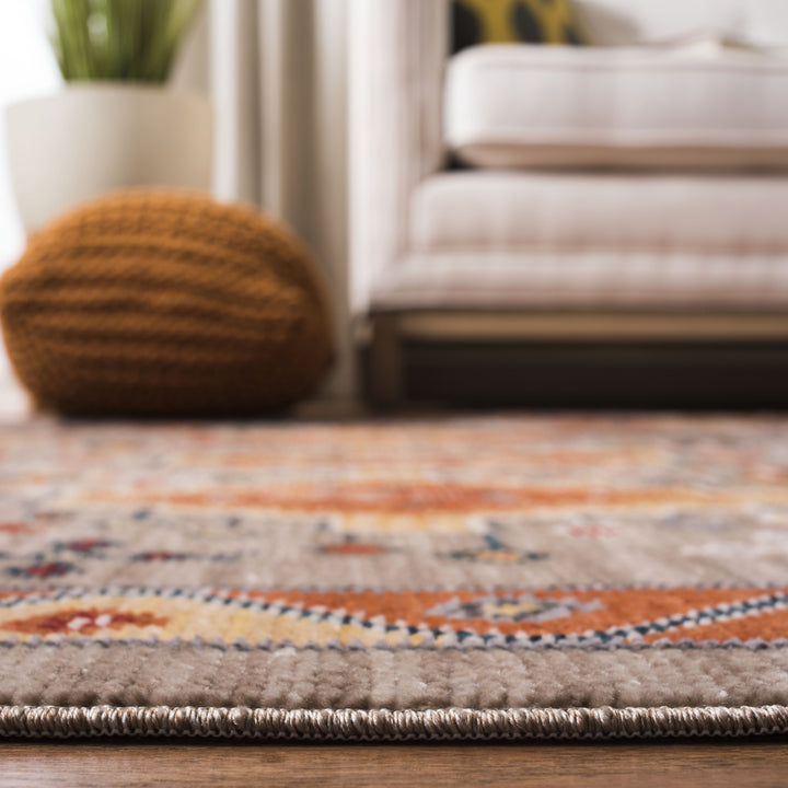 SAFAVIEH Farmhouse FMH848E Taupe / Orange Rug Image 6