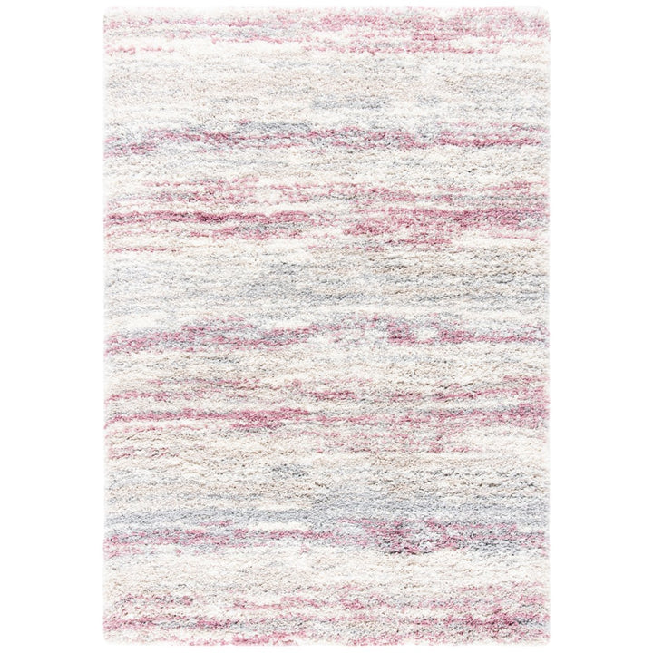 SAFAVIEH Fontana Shag Collection FNT842B Ivory / Pink Rug Image 1