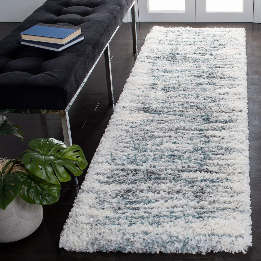 SAFAVIEH Fontana Shag Collection FNT850B Ivory / Teal Rug Image 3