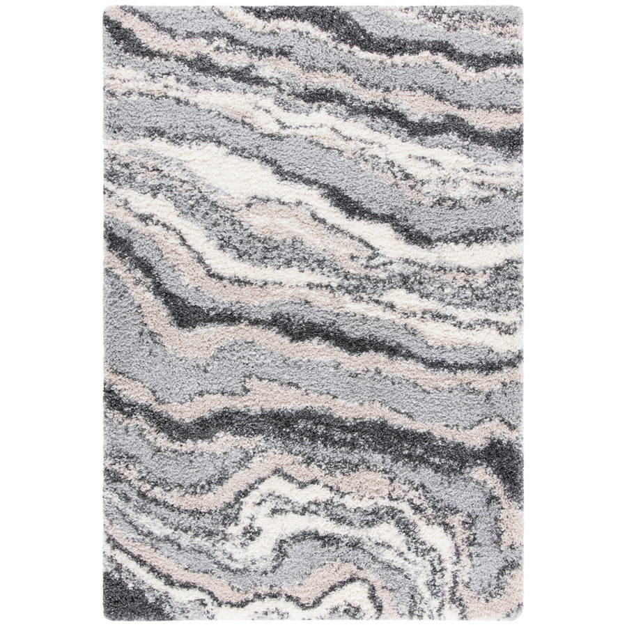 SAFAVIEH Fontana Shag Collection FNT865F Grey / Ivory Rug Image 1