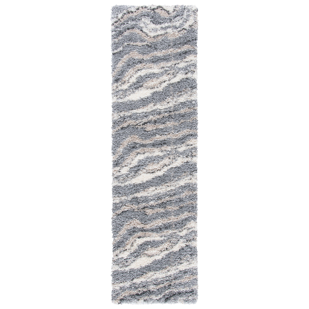 SAFAVIEH Fontana Shag Collection FNT865F Grey / Ivory Rug Image 4