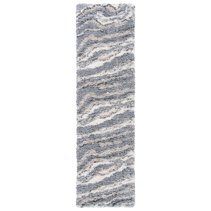 SAFAVIEH Fontana Shag Collection FNT865F Grey / Ivory Rug Image 4