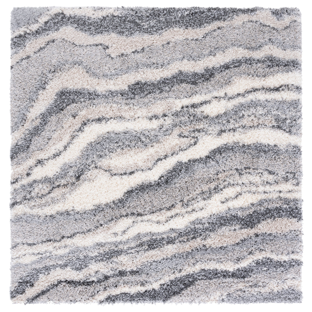 SAFAVIEH Fontana Shag Collection FNT865F Grey / Ivory Rug Image 5