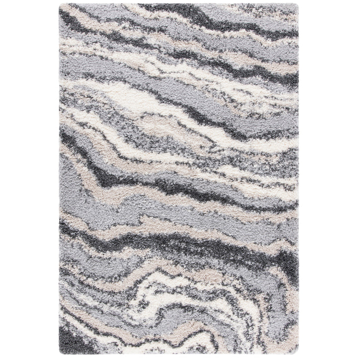 SAFAVIEH Fontana Shag Collection FNT865F Grey / Ivory Rug Image 9