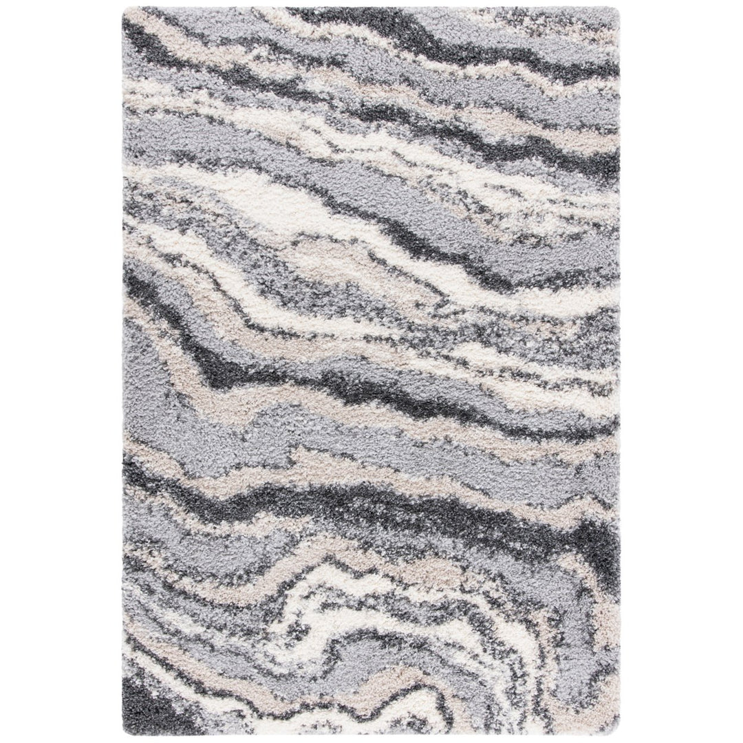 SAFAVIEH Fontana Shag Collection FNT865F Grey / Ivory Rug Image 1