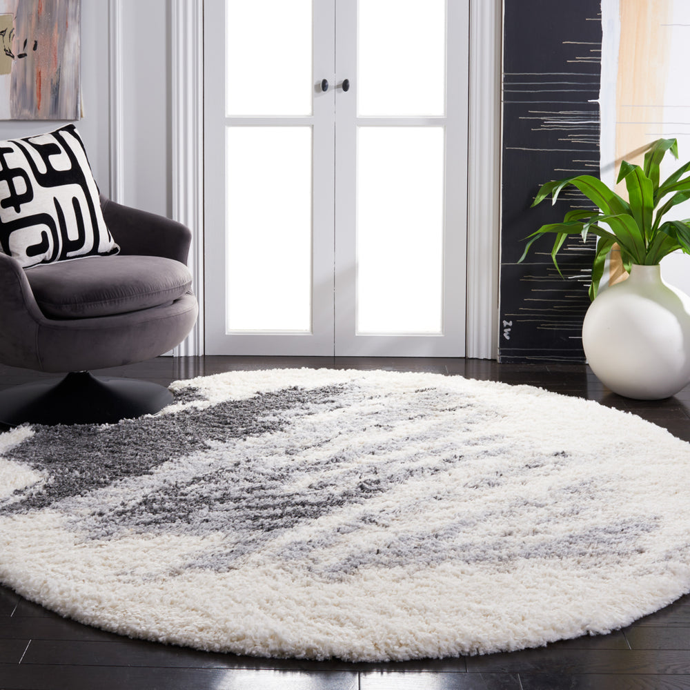 SAFAVIEH Fontana Shag Collection FNT896F Grey / Ivory Rug Image 2