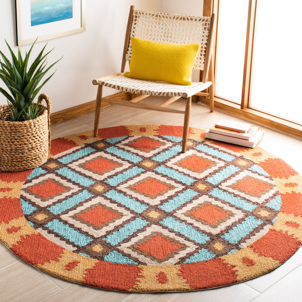 SAFAVIEH Four Seasons FRS455L Light Blue / Red Rug Image 2