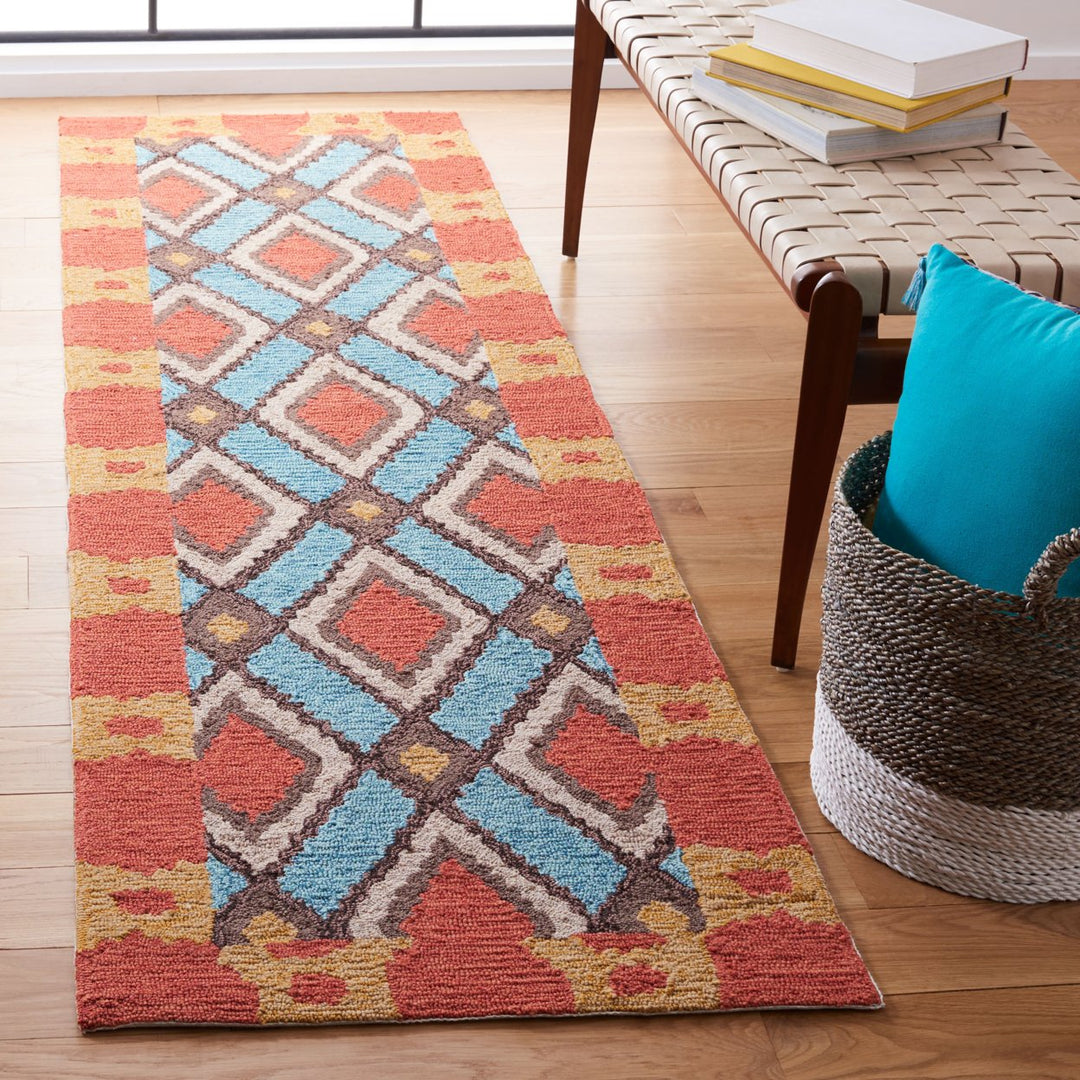 SAFAVIEH Four Seasons FRS455L Light Blue / Red Rug Image 3