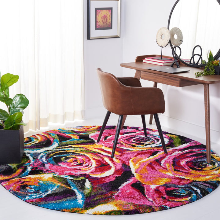 SAFAVIEH Fiesta Shag FSG366B Fuchsia / Multi Rug Image 2