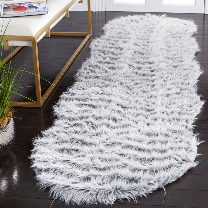 SAFAVIEH Faux Sheep Skin FSS118A Light Grey Rug Image 2