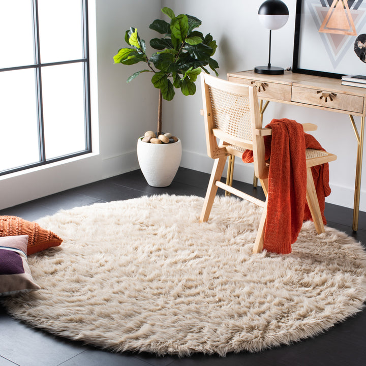 SAFAVIEH Faux Sheep Skin Collection FSS235K Beige Rug Image 2