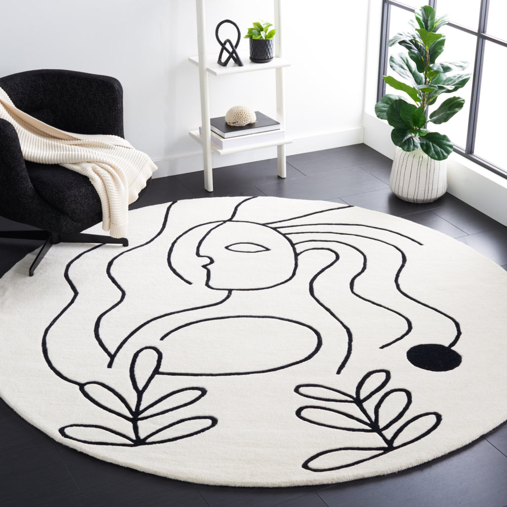 SAFAVIEH Fifth Avenue FTV111A Handmade Ivory / Black Rug Image 2