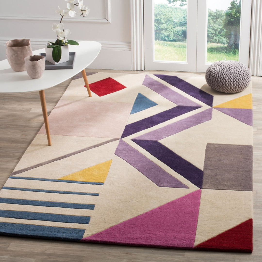 SAFAVIEH Fifth Avenue FTV116A Handmade Ivory /Purple Rug Image 1