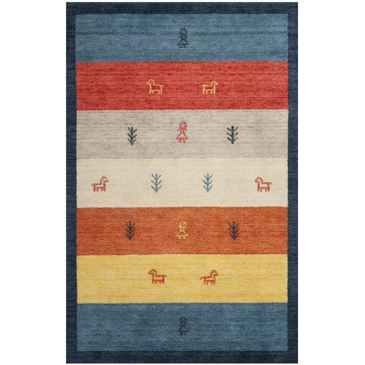 SAFAVIEH Gabbeh Collection GAB224A Handmade Rust/Blue Rug Image 1