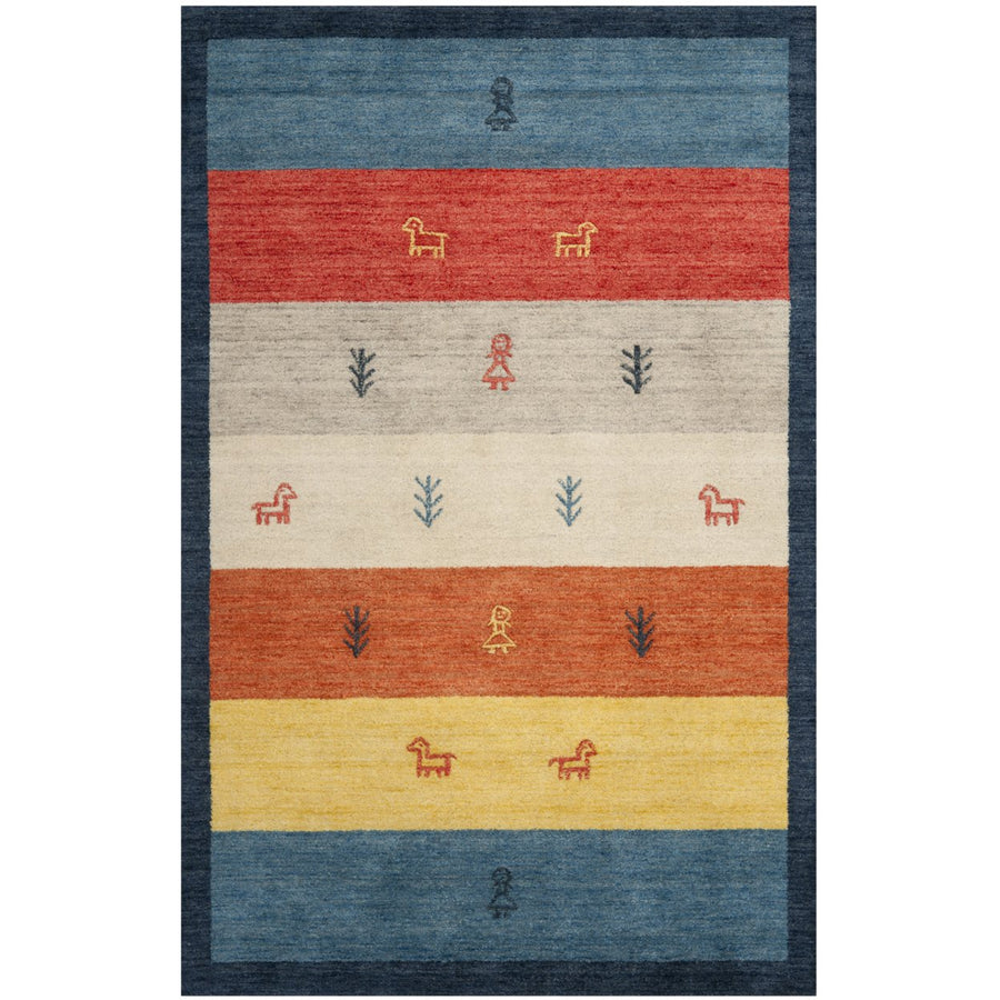 SAFAVIEH Gabbeh Collection GAB224A Handmade Rust/Blue Rug Image 1