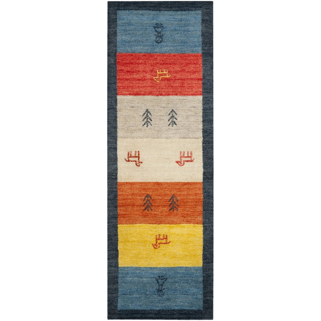 SAFAVIEH Gabbeh Collection GAB224A Handmade Rust/Blue Rug Image 2