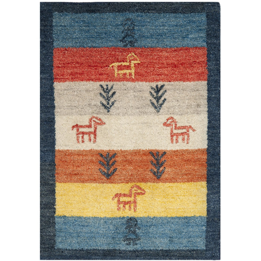 SAFAVIEH Gabbeh Collection GAB224A Handmade Rust/Blue Rug Image 4