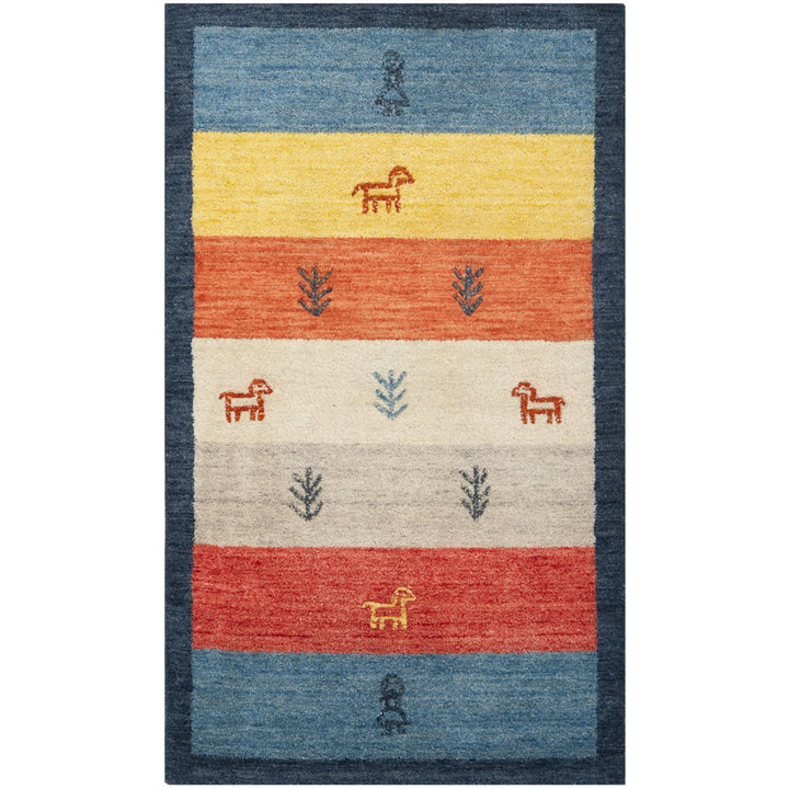 SAFAVIEH Gabbeh Collection GAB224A Handmade Rust/Blue Rug Image 5