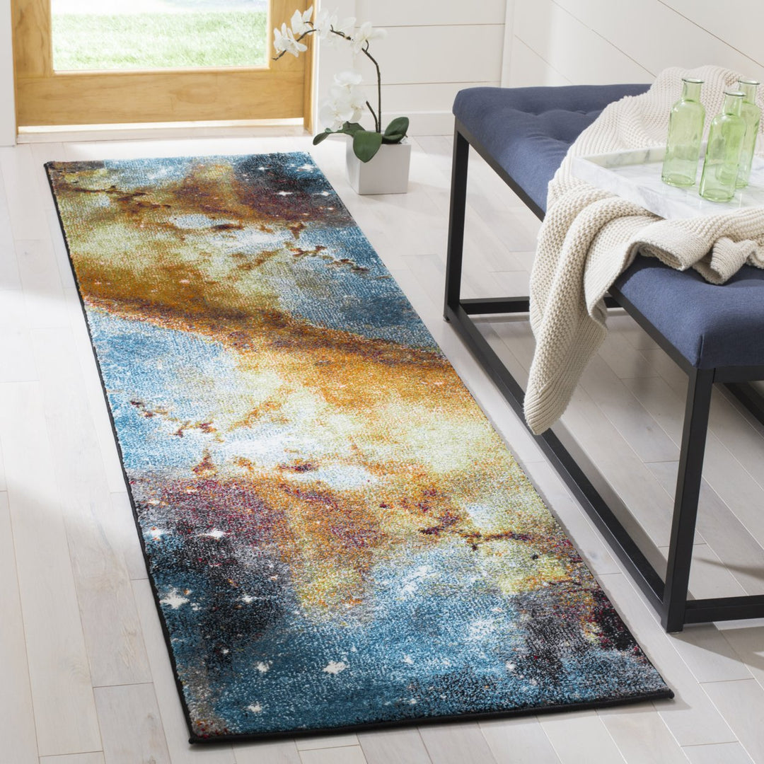 SAFAVIEH Galaxy Collection GAL109D Orange / Multi Rug Image 3