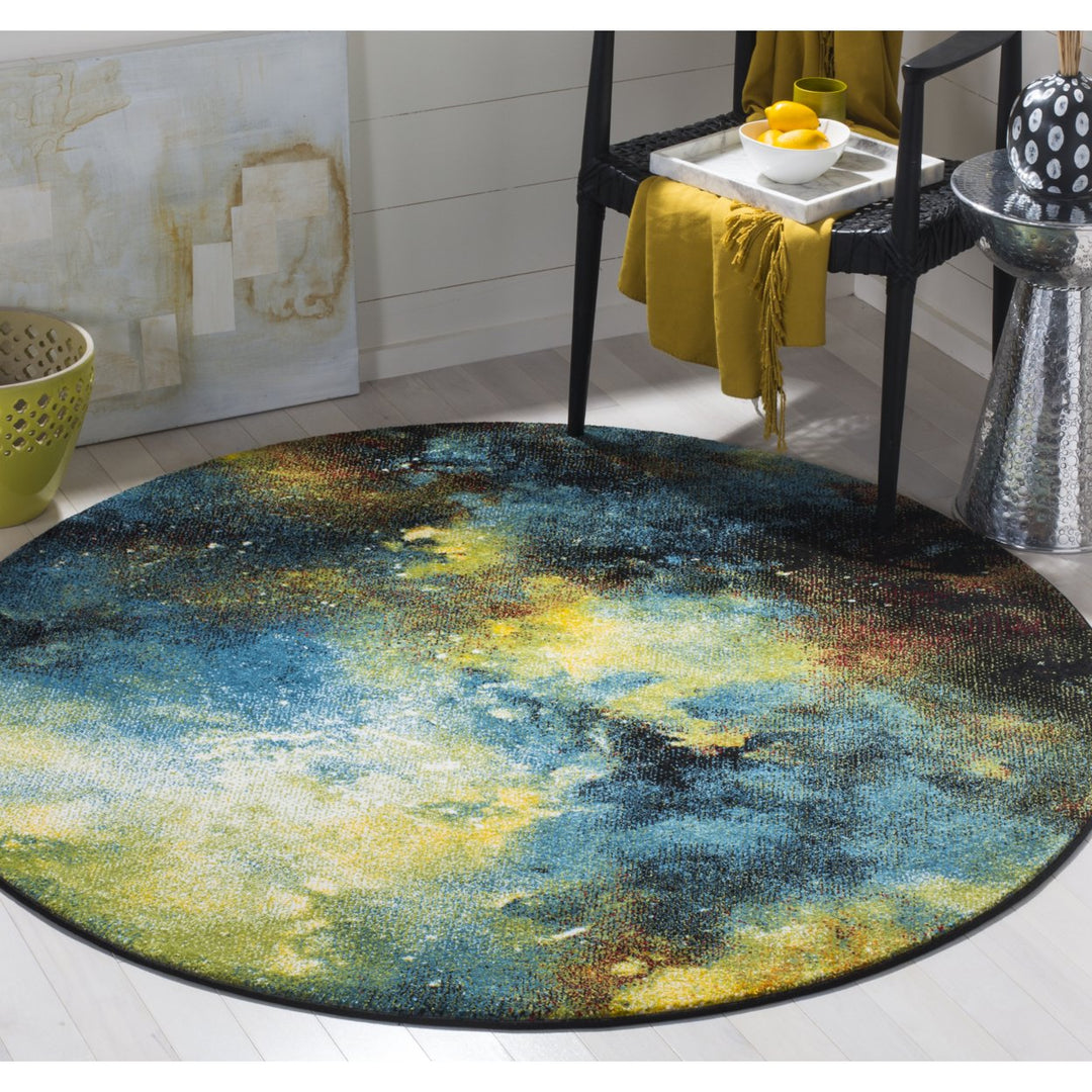 SAFAVIEH Galaxy Collection GAL111B Blue / Multi Rug Image 2