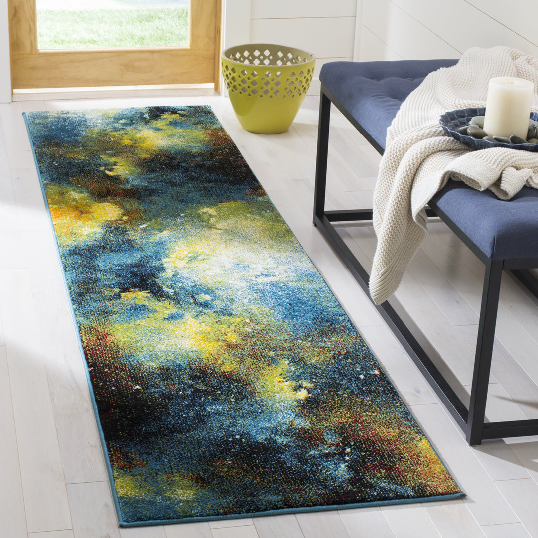 SAFAVIEH Galaxy Collection GAL111B Blue / Multi Rug Image 3