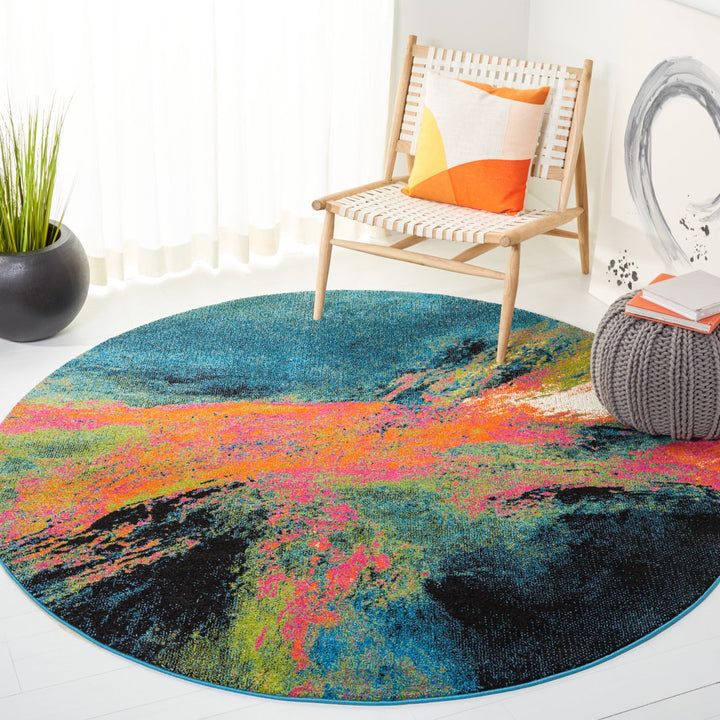 SAFAVIEH Galaxy Collection GAL117N Blue / Orange Rug Image 2