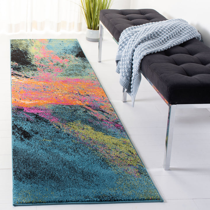 SAFAVIEH Galaxy Collection GAL117N Blue / Orange Rug Image 3