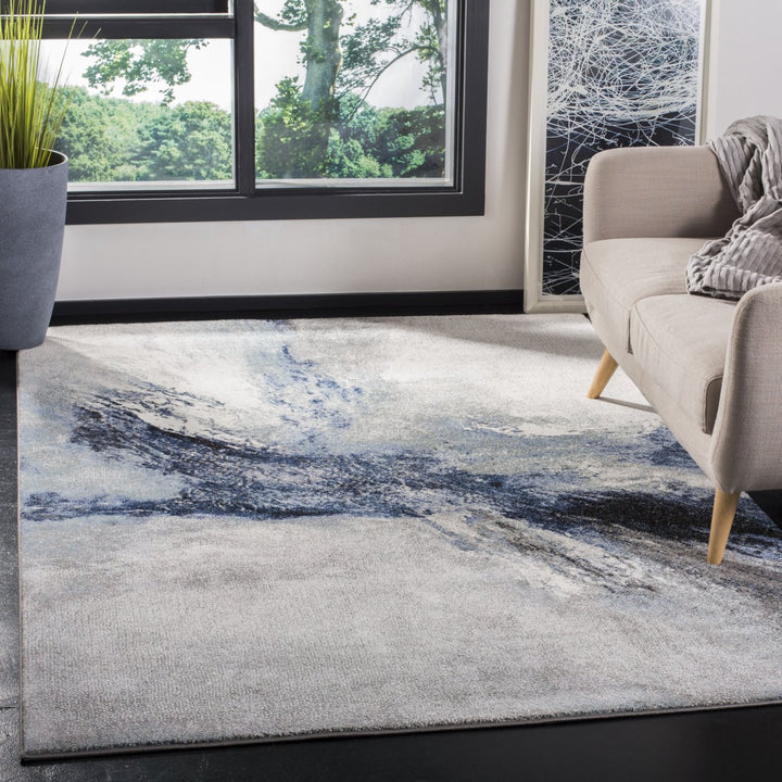 SAFAVIEH Galaxy Collection GAL117M Blue / Grey Rug Image 1