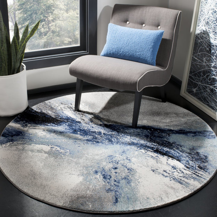 SAFAVIEH Galaxy Collection GAL117M Blue / Grey Rug Image 2