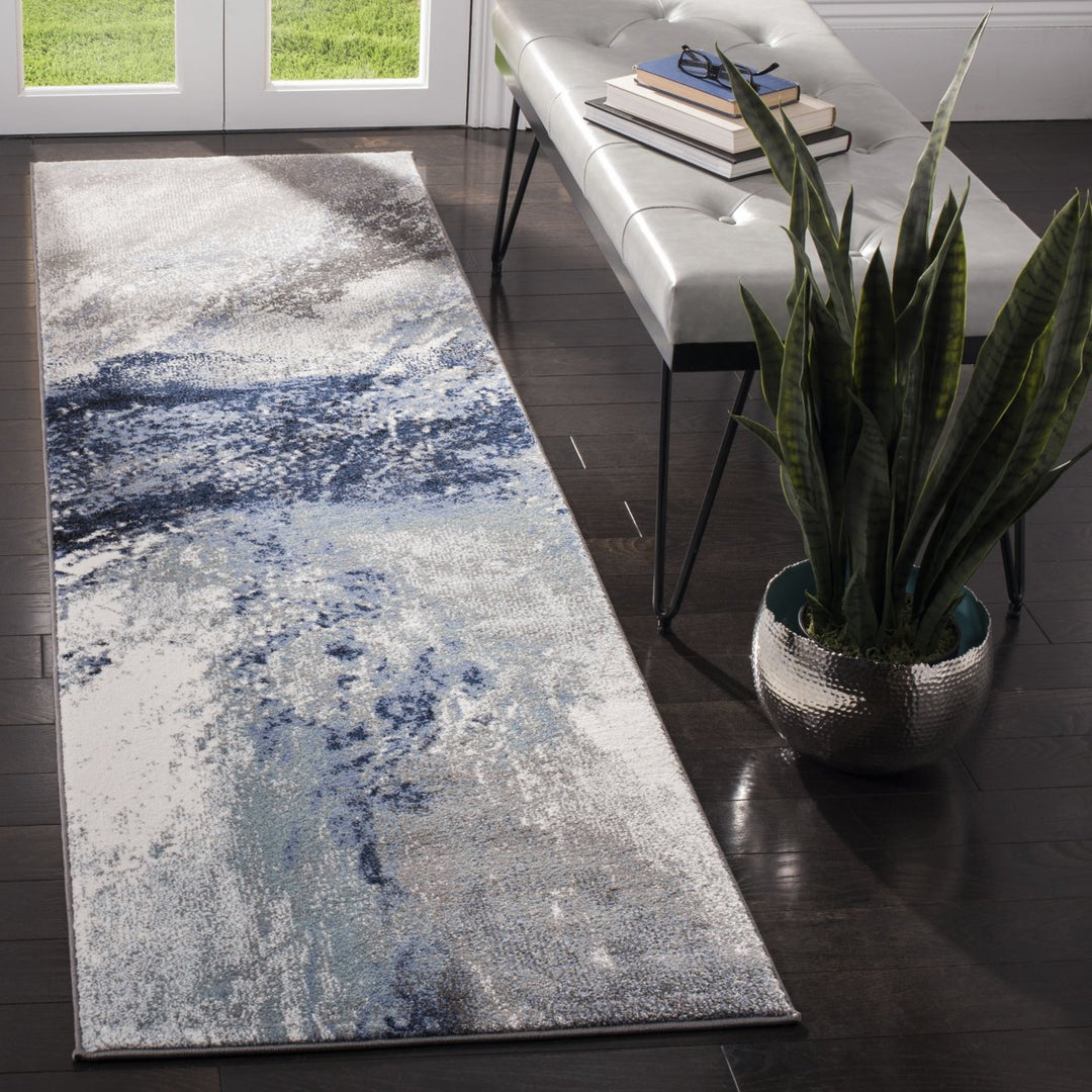 SAFAVIEH Galaxy Collection GAL117M Blue / Grey Rug Image 3