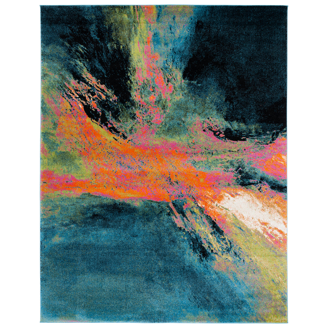 SAFAVIEH Galaxy Collection GAL117N Blue / Orange Rug Image 1