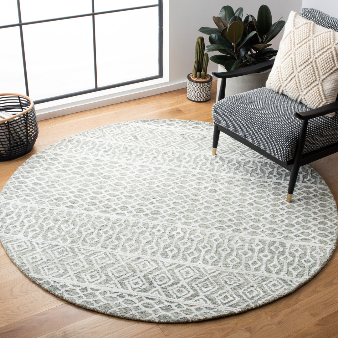 SAFAVIEH Glamour GLM305Y Handmade Green / Ivory Rug Image 2