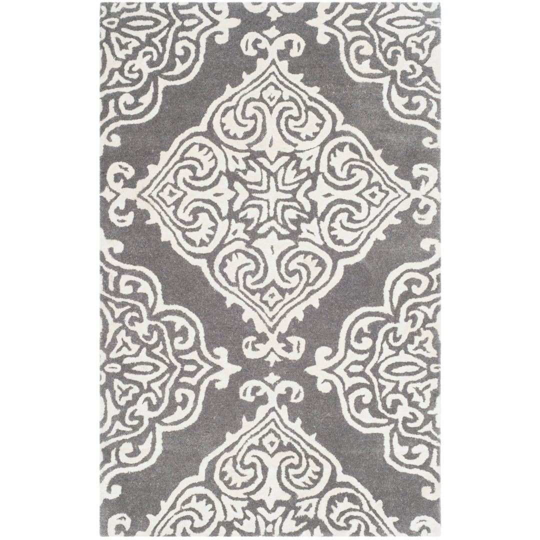 SAFAVIEH Glamour GLM568D Handmade Dark Grey / Ivory Rug Image 1