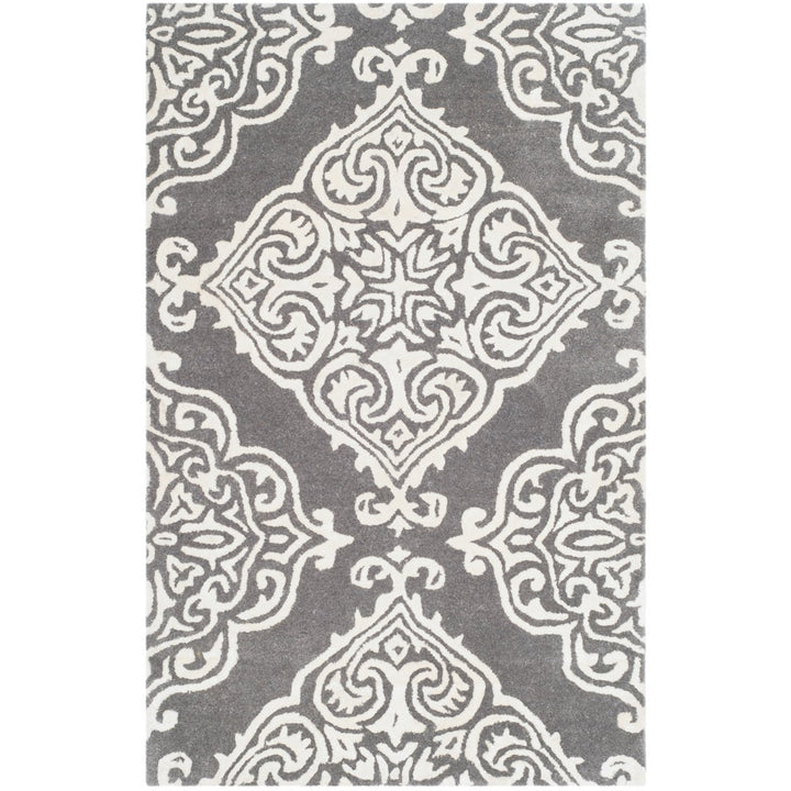 SAFAVIEH Glamour GLM568D Handmade Dark Grey / Ivory Rug Image 1