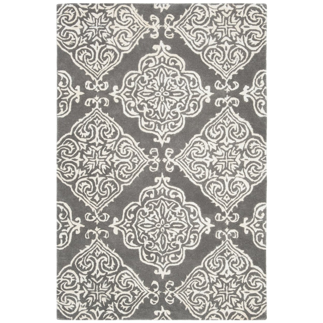 SAFAVIEH Glamour GLM568D Handmade Dark Grey / Ivory Rug Image 1