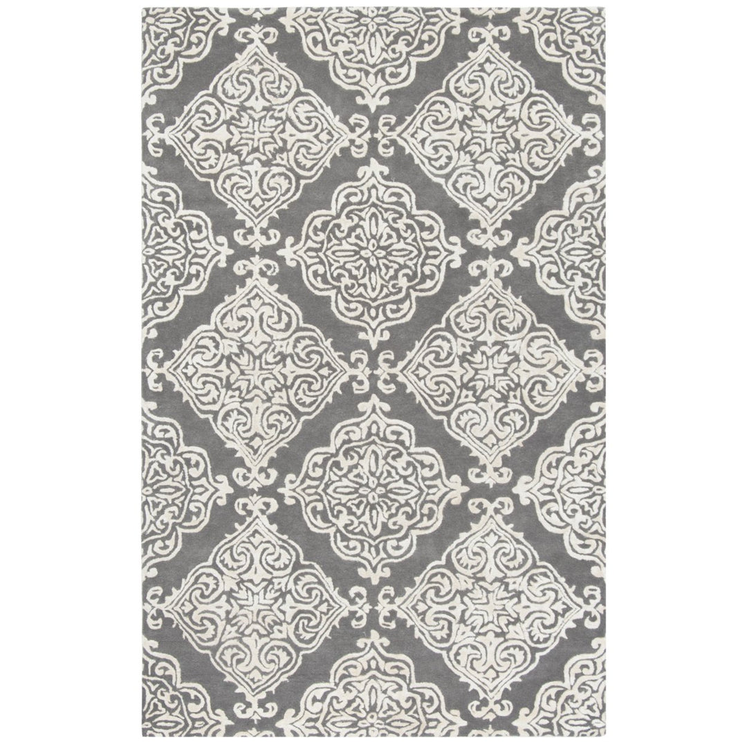 SAFAVIEH Glamour GLM568D Handmade Dark Grey / Ivory Rug Image 9