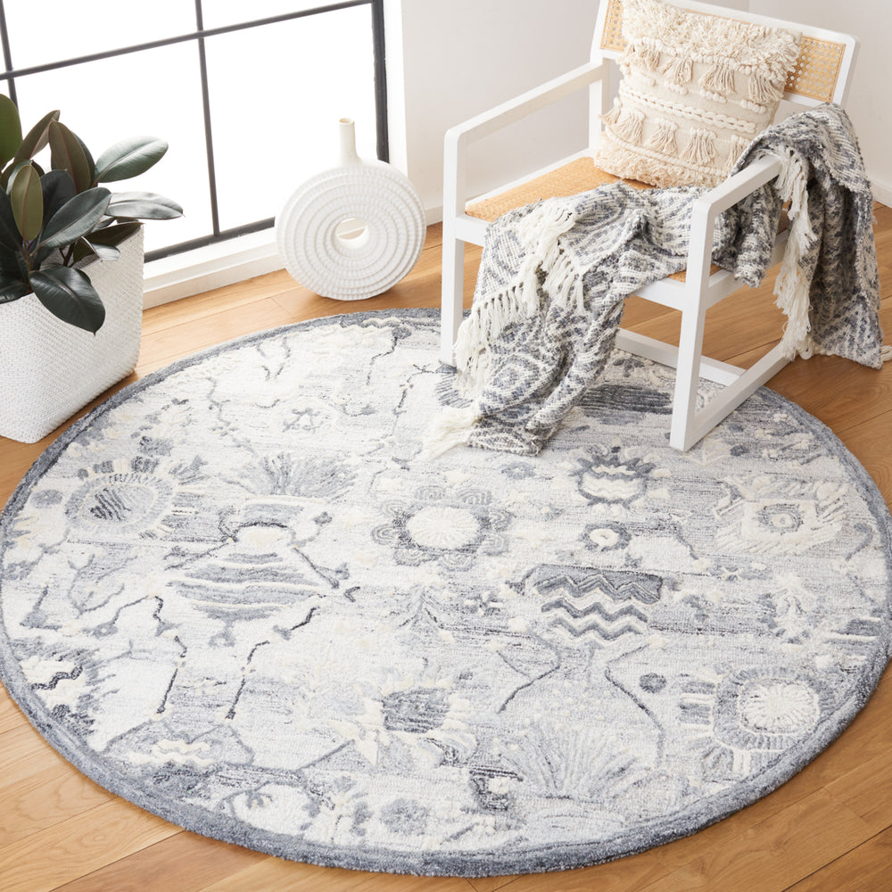 SAFAVIEH Glamour GLM569A Handmade Ivory / Grey Rug Image 2