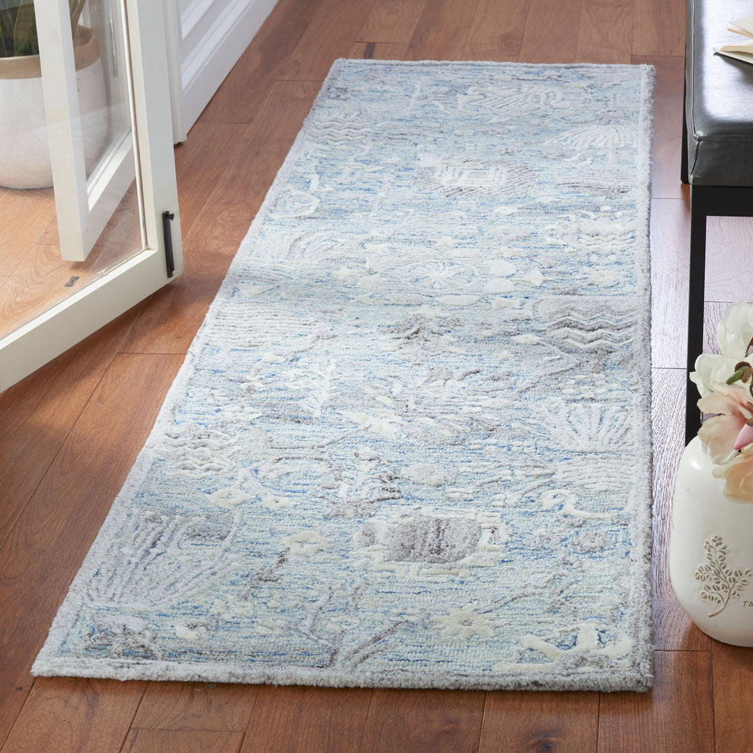 SAFAVIEH Glamour GLM569M Handmade Light Blue / Ivory Rug Image 3