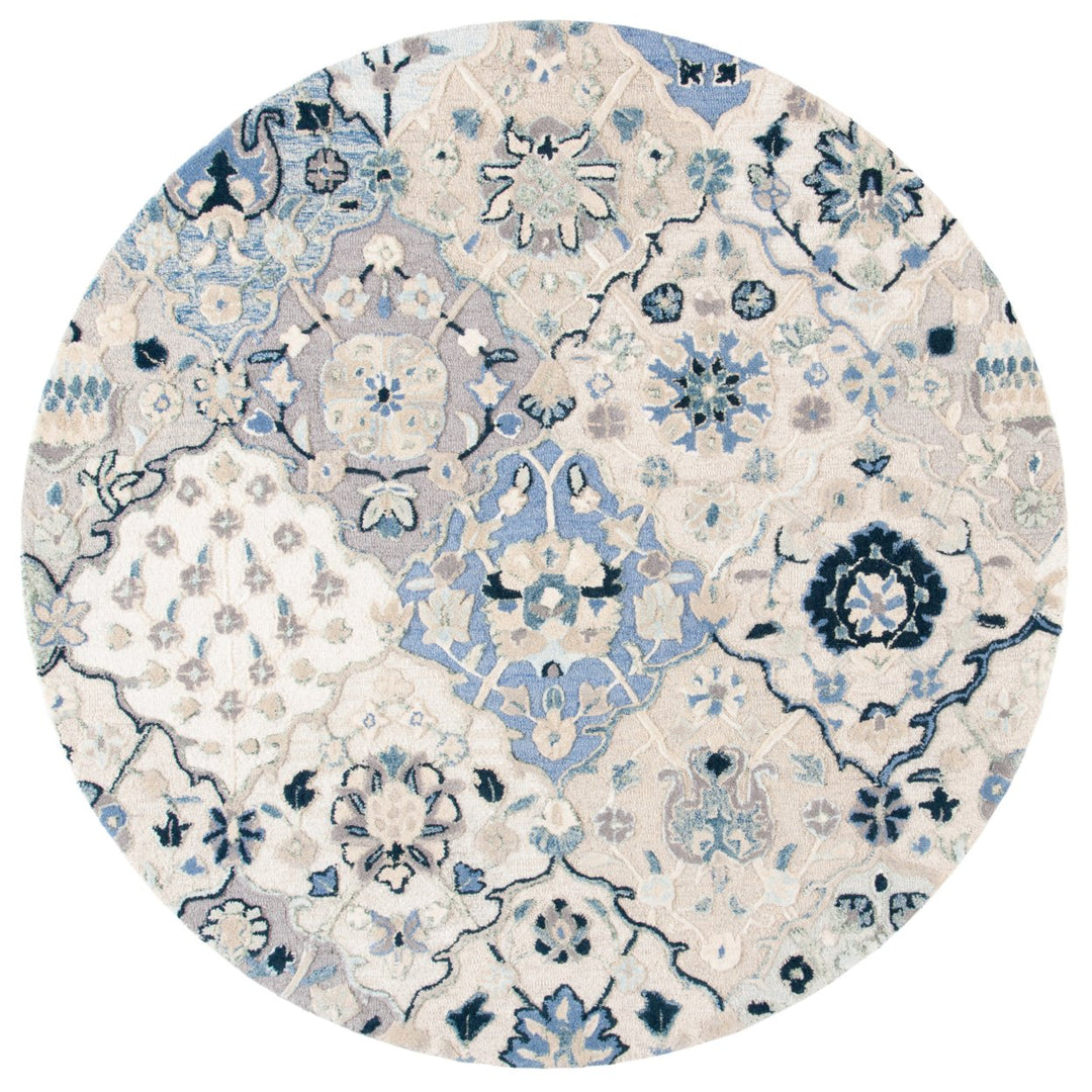 SAFAVIEH Glamour GLM622B Handmade Beige / Blue Rug Image 5