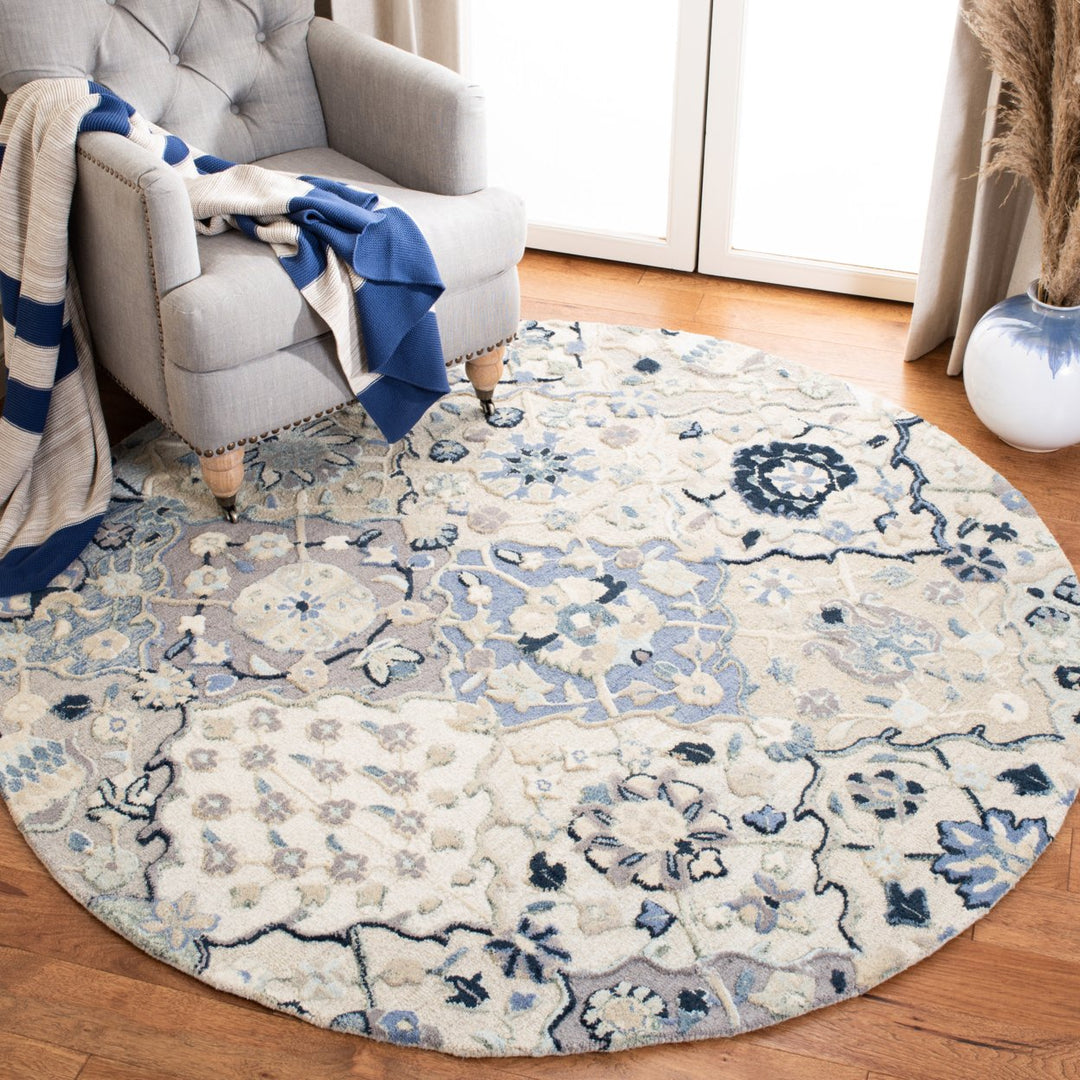 SAFAVIEH Glamour GLM622B Handmade Beige / Blue Rug Image 8