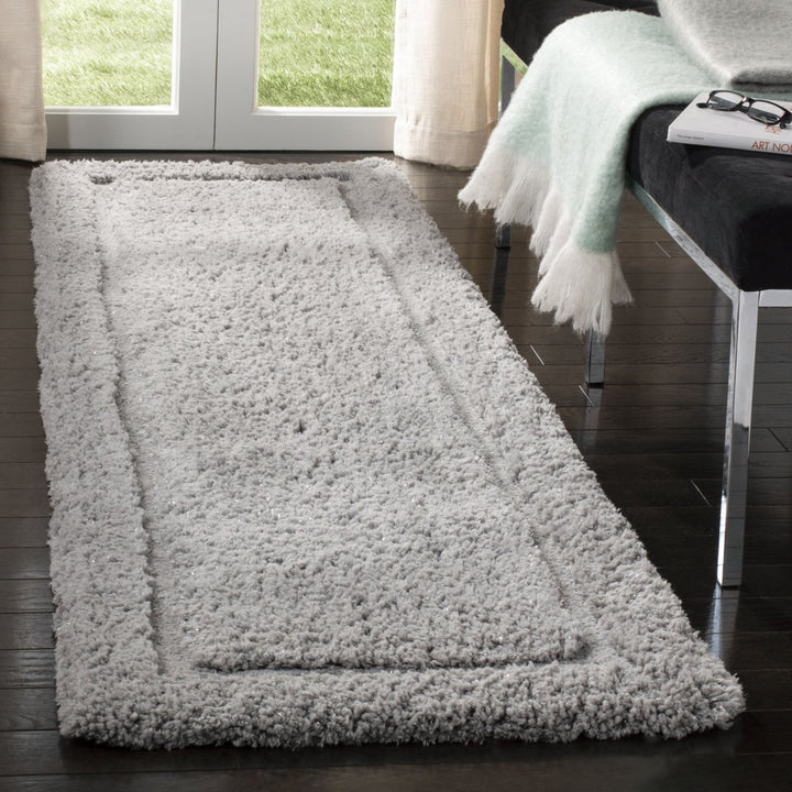 SAFAVIEH Glamour Shag Collection GLS101F Handmade Grey Rug Image 3