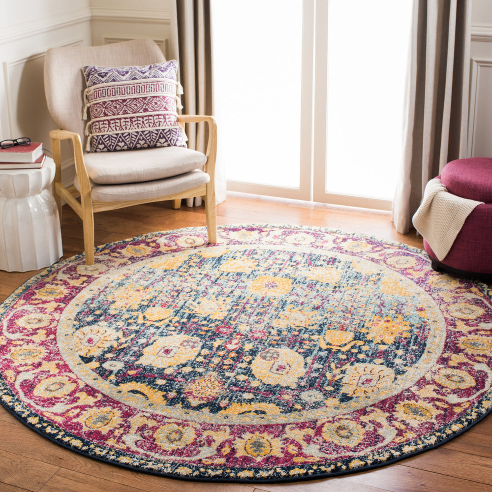 SAFAVIEH Granada Collection GRA350A Blue / Fuchsia Rug Image 2