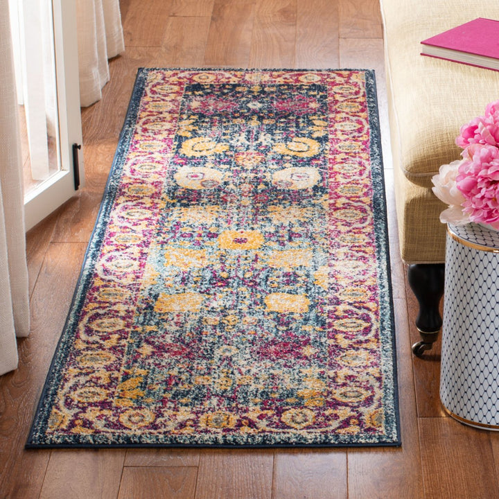 SAFAVIEH Granada Collection GRA350A Blue / Fuchsia Rug Image 3