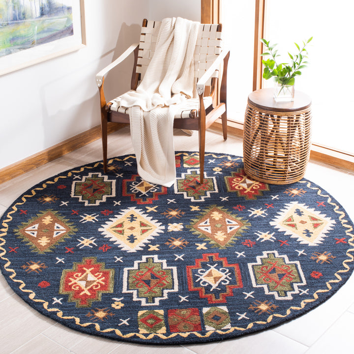 SAFAVIEH Heritage HG353N Handmade Navy / Red Rug Image 2