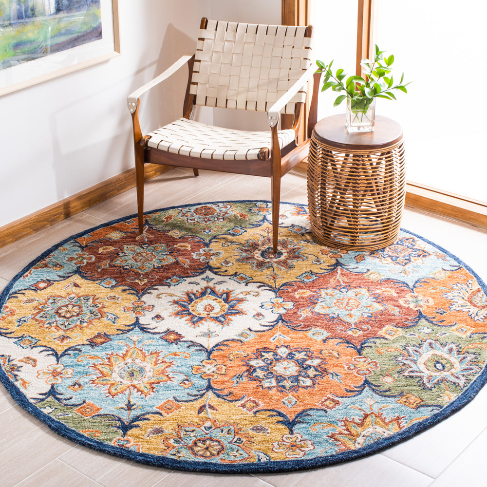 SAFAVIEH Heritage HG351M Handmade Blue / Rust Rug Image 2