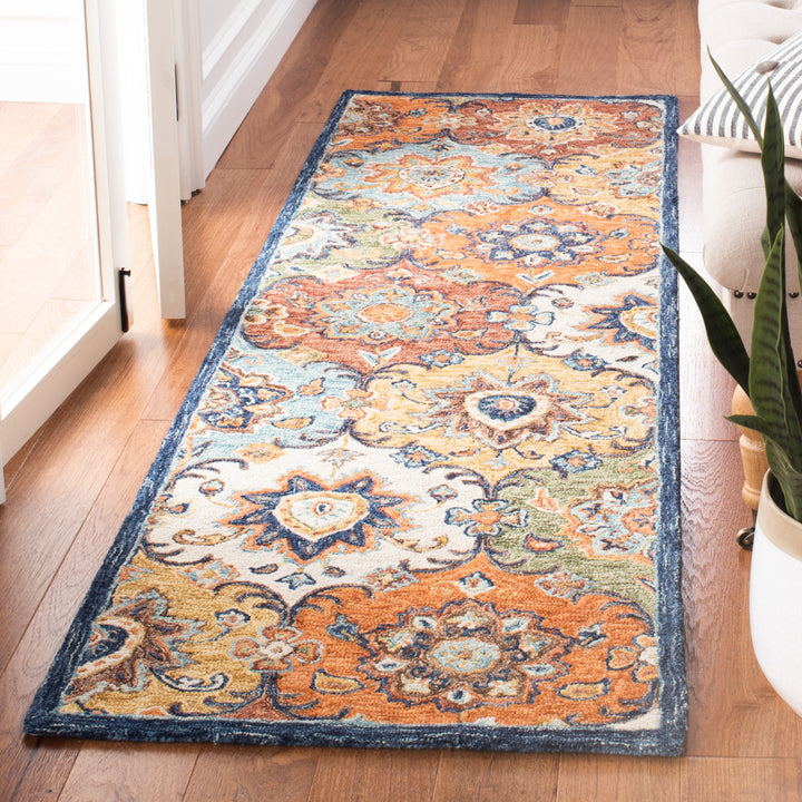 SAFAVIEH Heritage HG351M Handmade Blue / Rust Rug Image 3