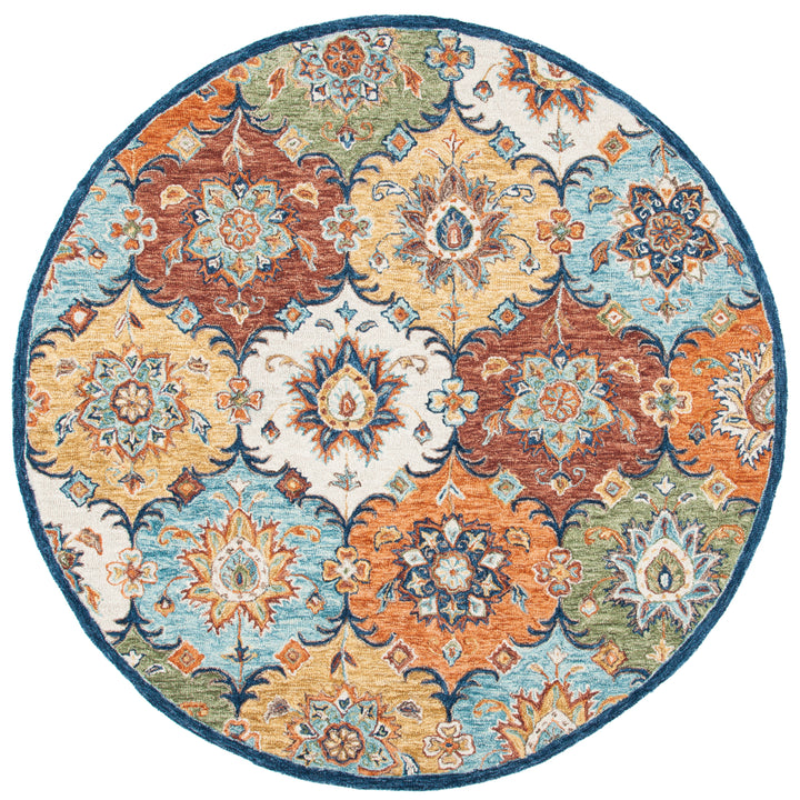 SAFAVIEH Heritage HG351M Handmade Blue / Rust Rug Image 4