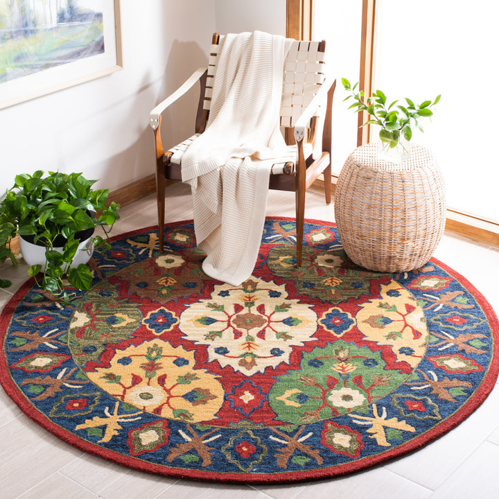 SAFAVIEH Heritage HG354Q Handmade Red / Blue Rug Image 2