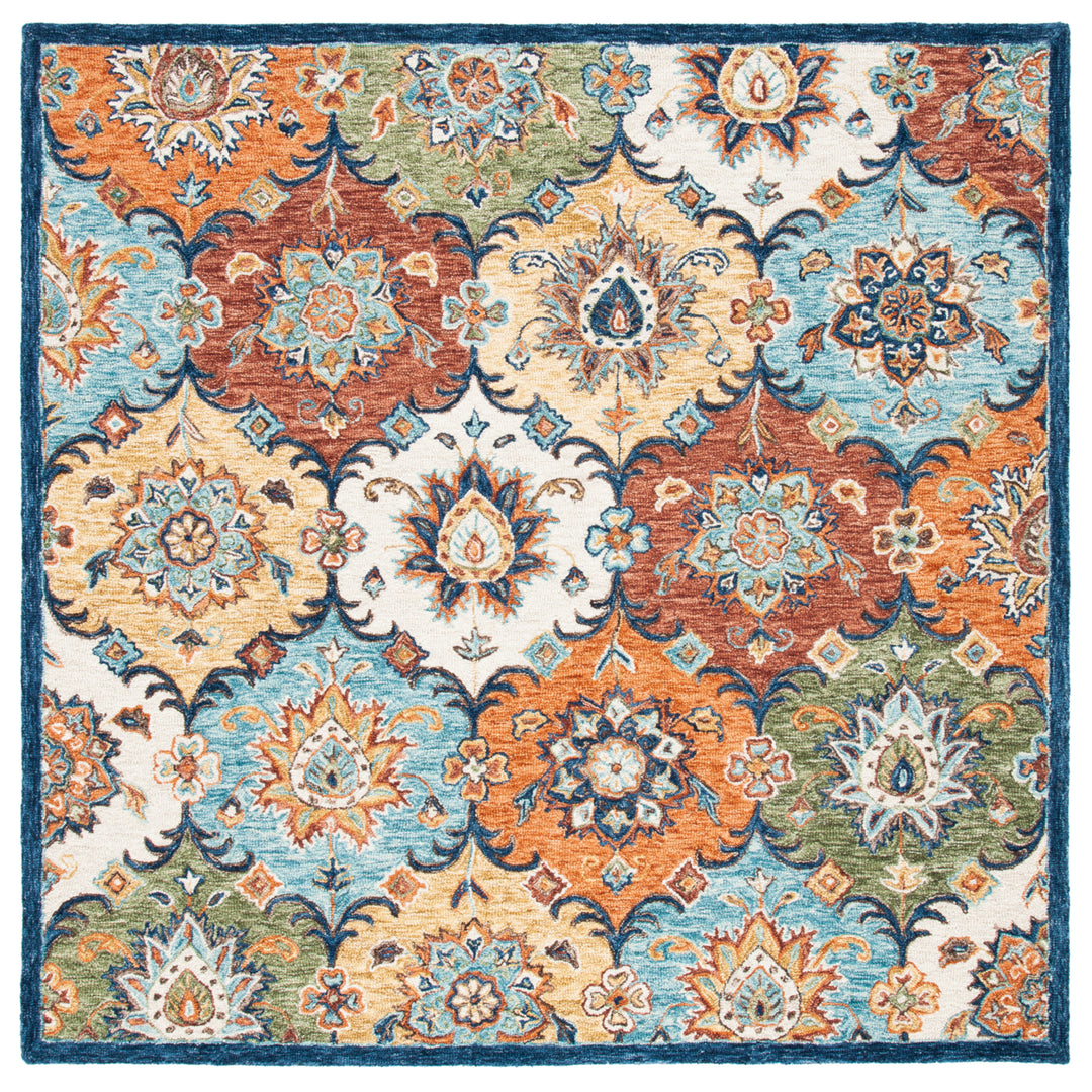 SAFAVIEH Heritage HG351M Handmade Blue / Rust Rug Image 6